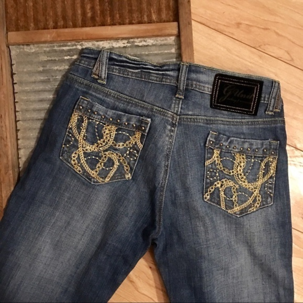 G Unit Gold Embellished Jeans Size 6 26” x 32”